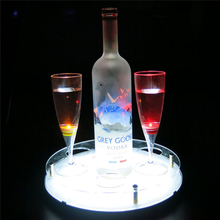 Customized acrylic LED wine display stand and acrylic wine illuminated base for bars