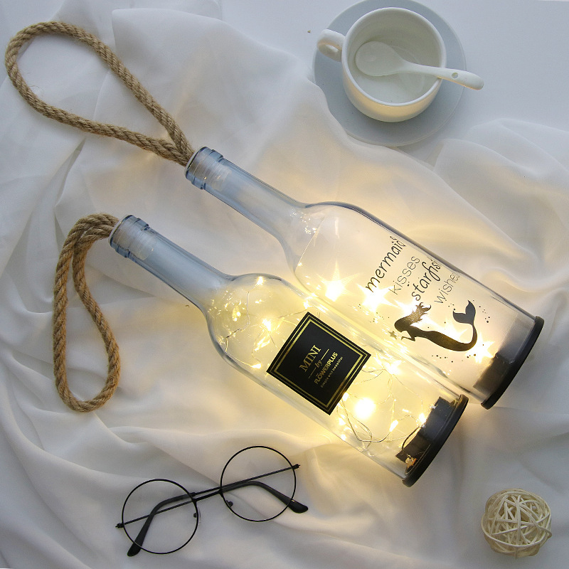 创意生日礼物酒瓶灯 发光酒店装饰瓶 家居实用美观玻璃工艺品