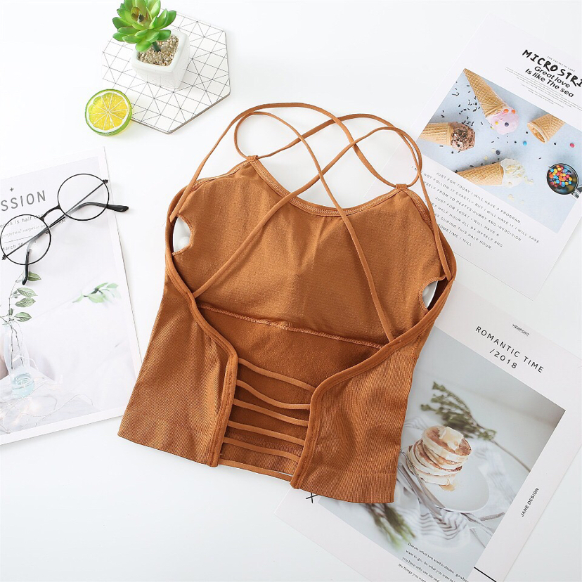 Mei Dai Fang Summer Backless Beauty Back Outside To Wear Cross Halter Vest Hollowed Out Chest Wrap Underwear With Chest Pad Specification drawing