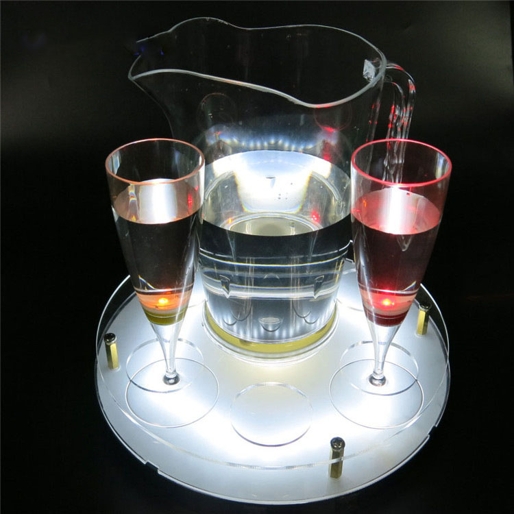 Customized acrylic LED wine display stand and acrylic wine illuminated base for bars Application Scenario