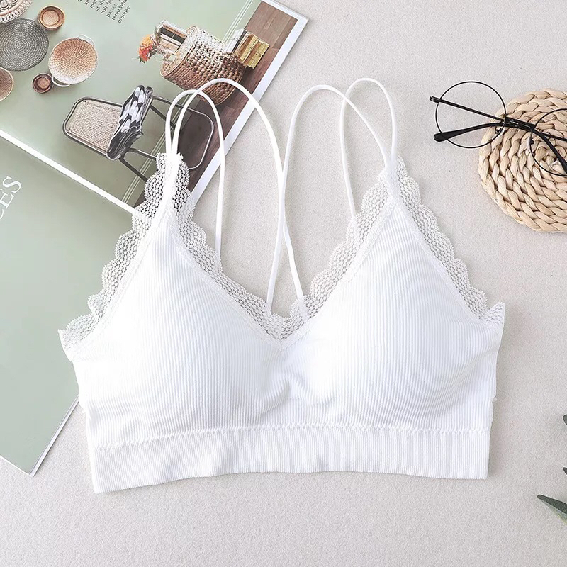 Mei Delfong Seamless Lace Thread Beauty Back Wrap Chest Top Top No Underwire Sexy Cross Strap Vest Base Underwear Specification drawing
