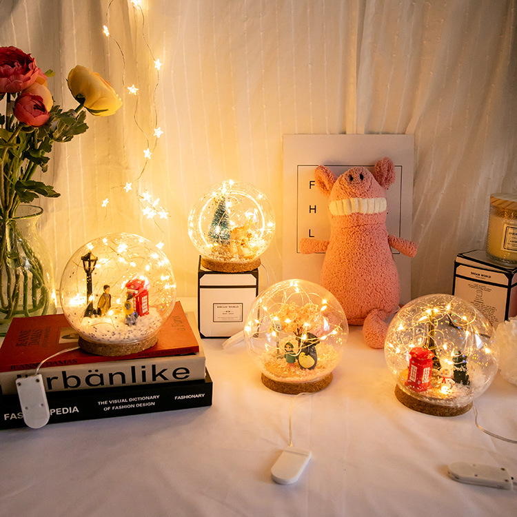 Girls heart ins room led decorative lights crystal wishing ball moose Christmas lights web celebrity little night lights