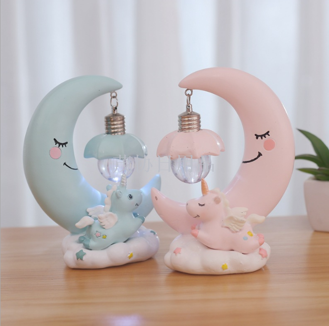 INS Wind girl heart unicorn night light creative home cake decoration resin crafts night light