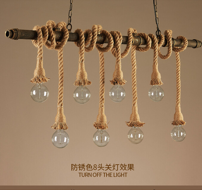 American industrial style retro wrought iron bar, cafe and restaurant personalized creative corridor staircase plumbing rope chandelier Specification drawing