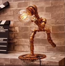Loft American retro antique pipe lamp bar & Cafe decorated lamp bedroom creative robot lamp