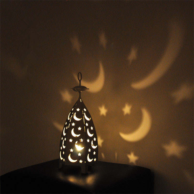 Star and moon candlestick rural retro do old wrought iron wind lamp desktop home decoration hollow Application Scenario