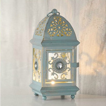 European country Mediterranean retro lantern iron work hollow out house wedding candlestick wind lamp decoration villa bar