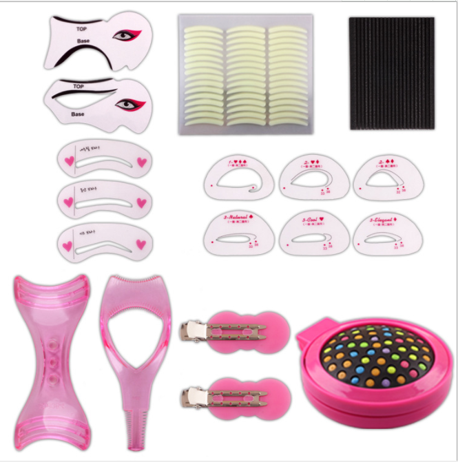 Eyeliner, eyeshadow, eyebrow card, comb, double eyelid makeup tool nine-piece accessory makeup set