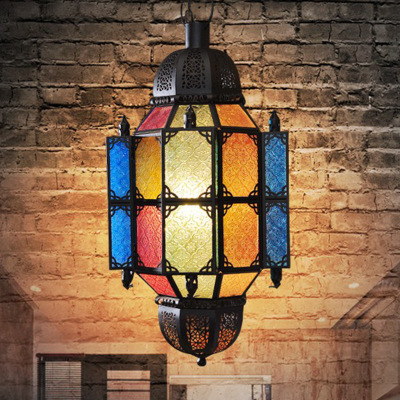 Moroccan chandelier ceiling lamp, wrought iron wind lamp, candlestick, Mediterranean cafe lamp