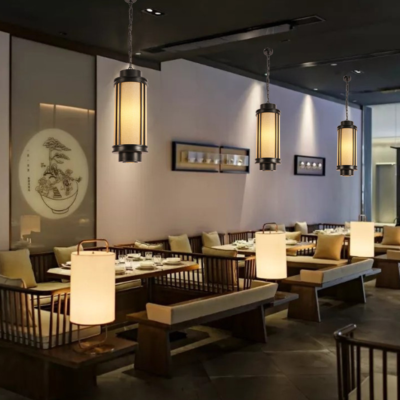 Chandelier modern and simple restaurant teahouse cafe chandelier individual head tie Yi cloth cover chandelier Specification drawing