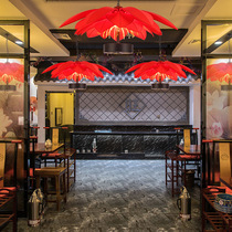 Chandelier cloth art Chinese tea house living room light modern creative personality corridor restaurant hibiscus iron art light