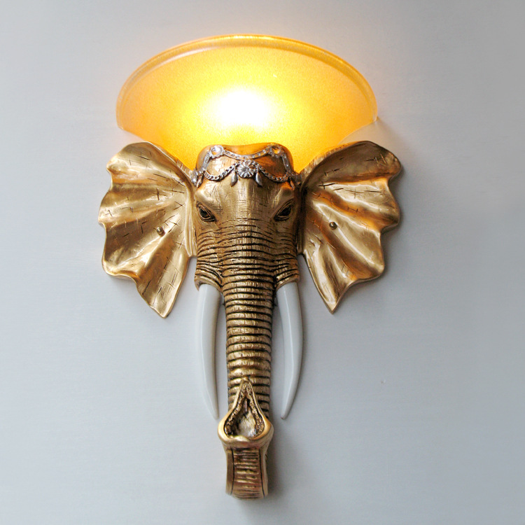 欧式东南亚泰式灯具创意客厅走廊楼梯酒店会所吉祥物大象壁灯