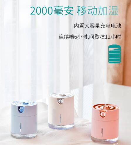 Water ripple humidifier, USB mini car humidifier and water replenisher, desktop humidifier, rechargeable humidifier details Picture