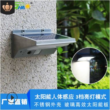 Cross boundary solar lamp stainless steel 21led highlight human body induction outdoor waterproof courtyard wall lamp street lamp