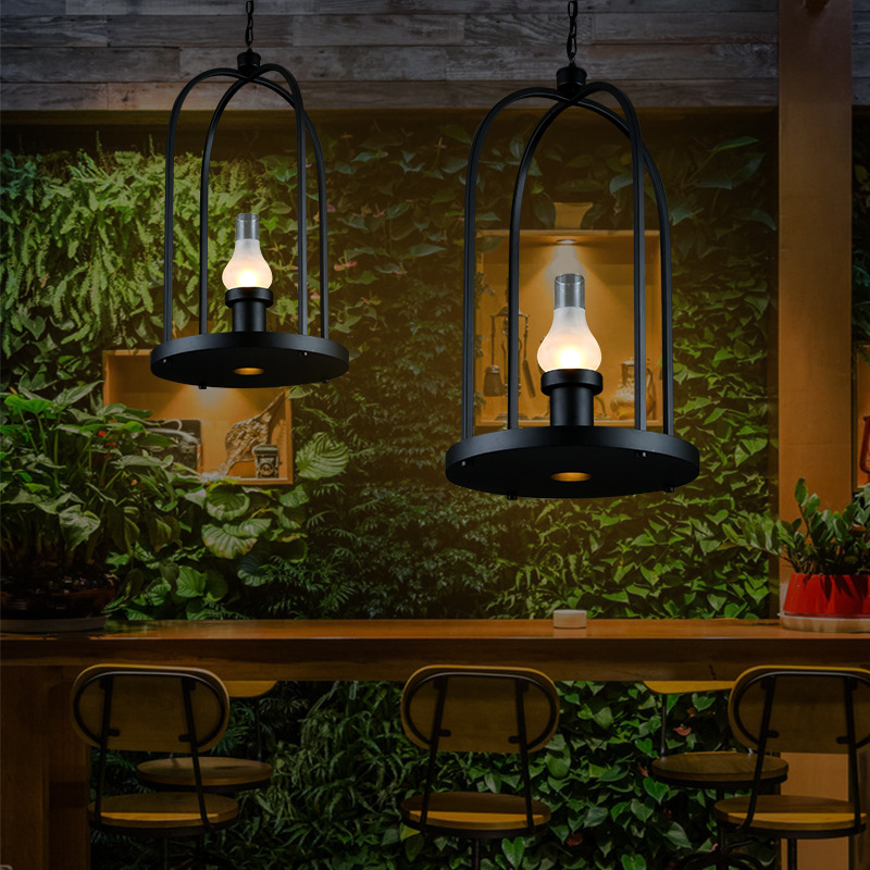 Industrial wind lamp industrial wind wrought iron chandelier industrial wind retro glass chandelier
