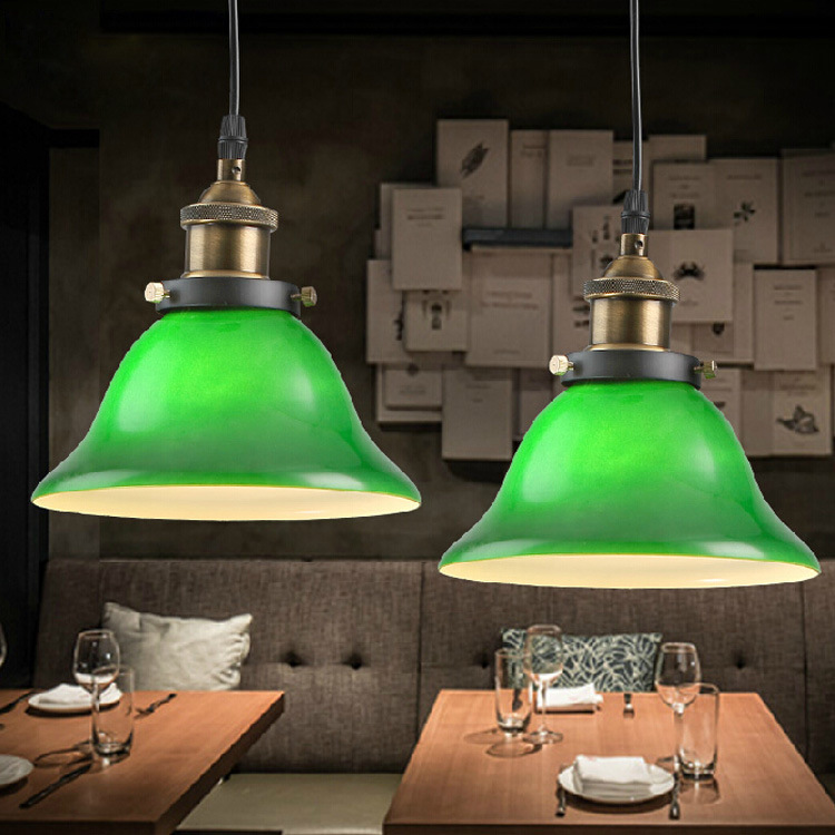 LED Nordic modern simple creative dining room bedroom bar American rustic retro emerald glass chandelier