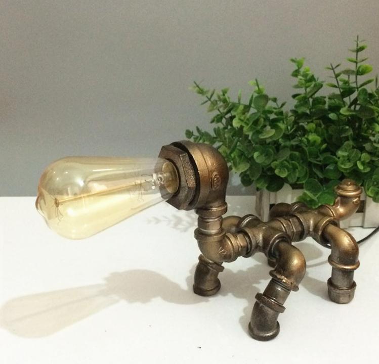 Creative steel Loft Edison LED Eye care industrial retro cafe bar water pipe robot lamp