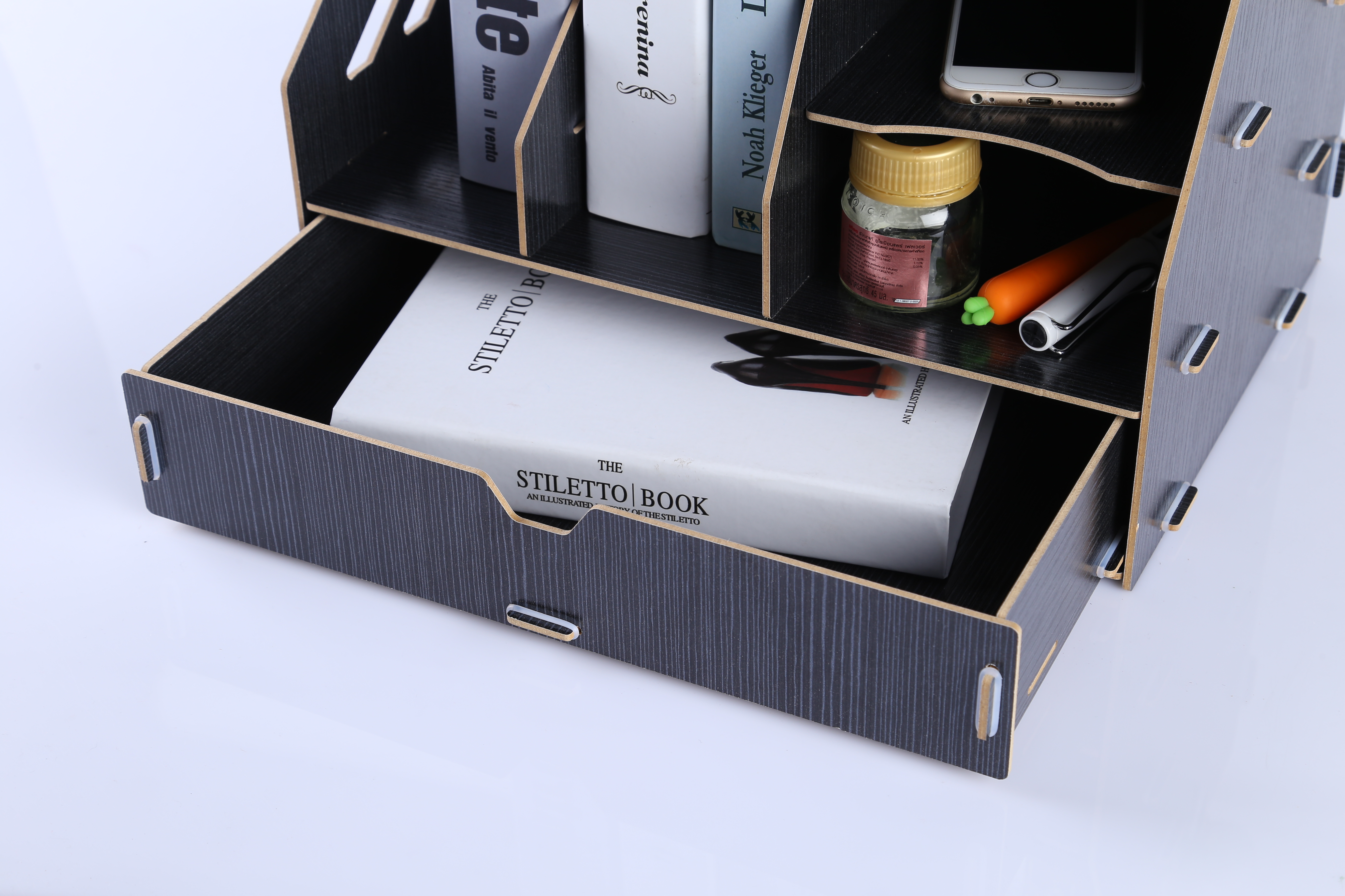 木质组合文件架抽屉文件筐桌面整理收纳神器书立资料文件框架细节图