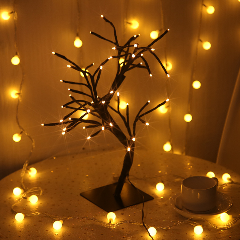 Led warm white tree lamp holiday gift girl room lamp bedroom dormitory decorate romantic decorative lamp