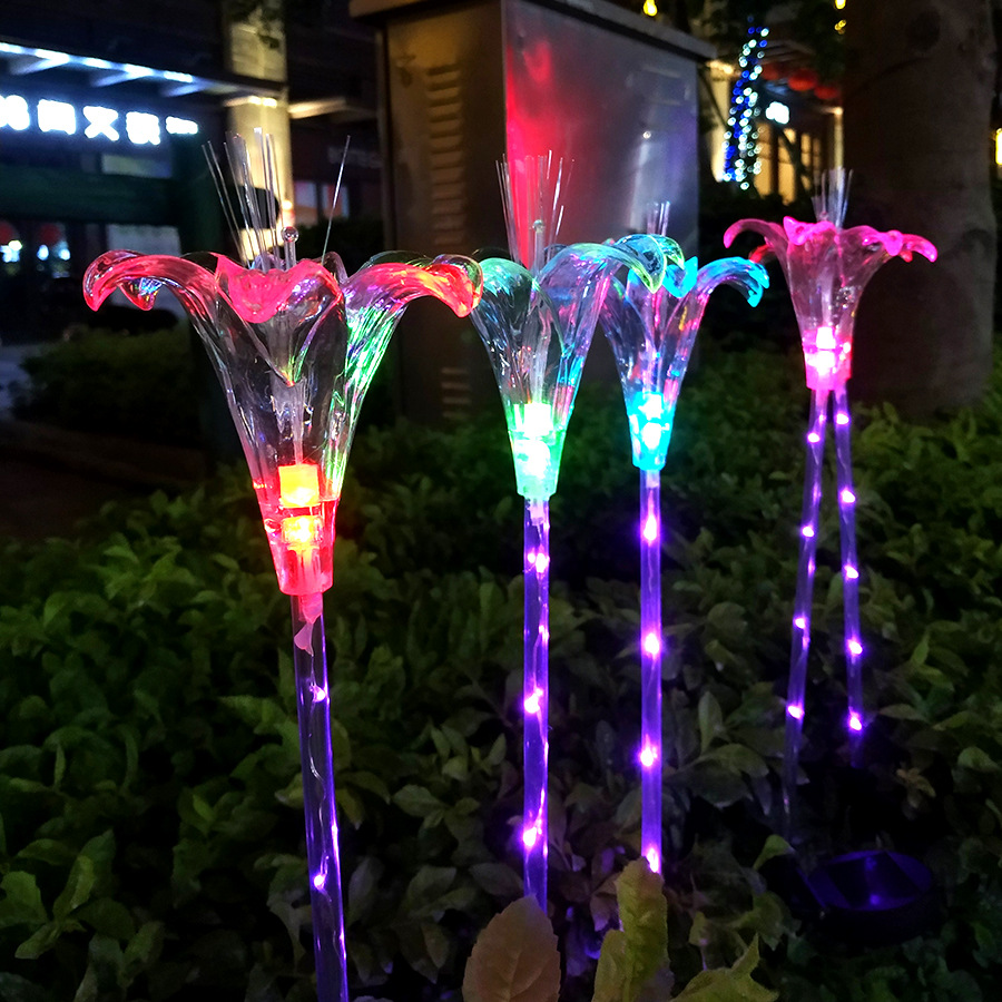 Led Solar acrylic lily lamp Outdoor garden decoration lawn lamp Lily solar lamp