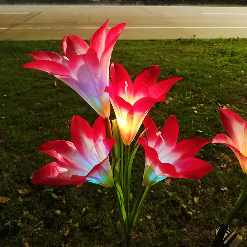 Led Solar Landscape 4 solar Lily lights Outdoor garden park LED decorative lights