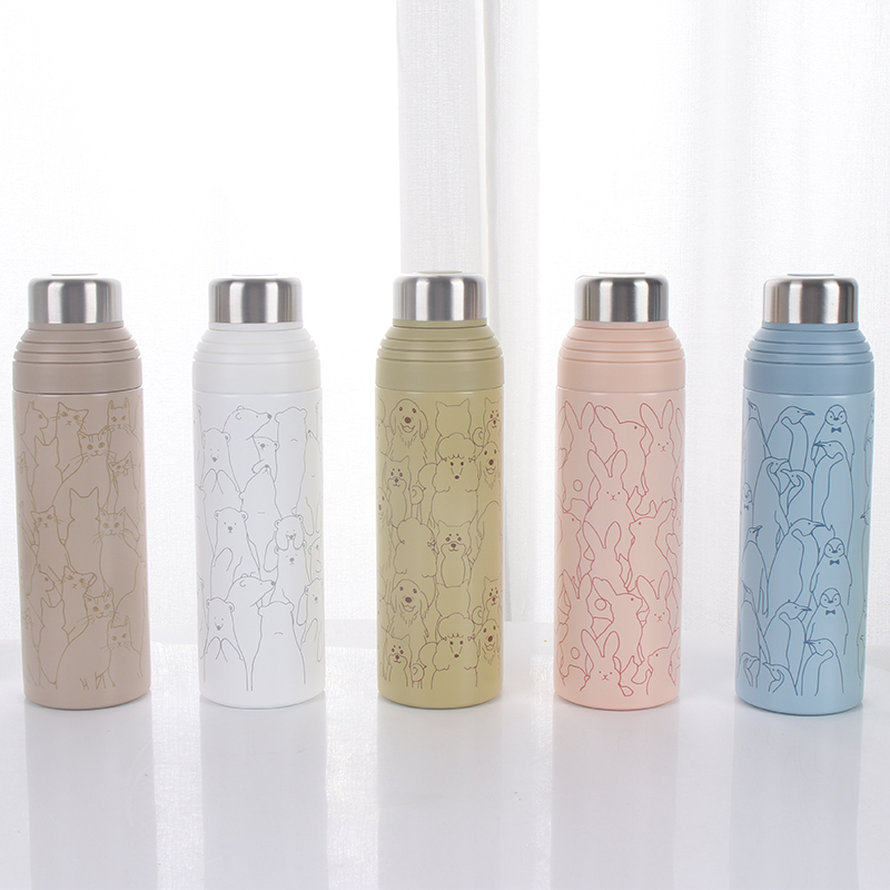 350ML卡通萌动物吸管保温杯便携车载户外旅行运动壶细节图