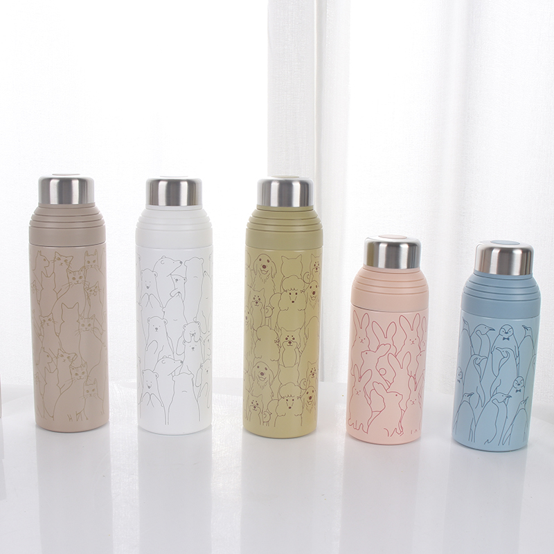 350ML卡通萌动物吸管保温杯便携车载户外旅行运动壶产品图