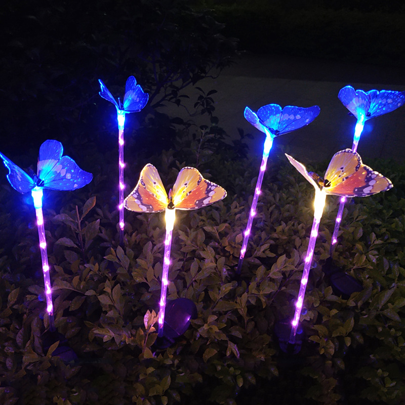 Led solar Fiber optic butterfly Light Outdoor garden lawn landscape decorative light solar butterfly light