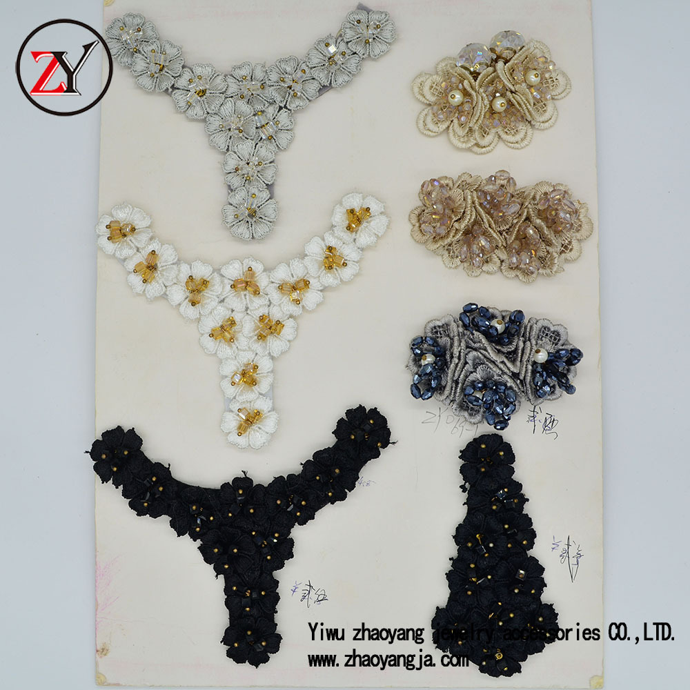 【新款上市】新款春夏季凉鞋人字拖布花 钉珠手工鞋花 zy07232