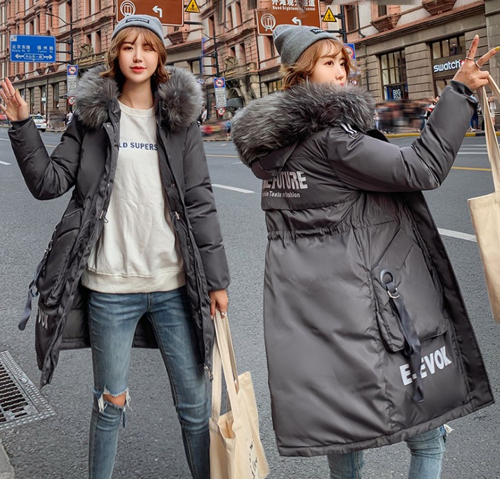 Medium long cotton-padded women loose large size large collar fashion coat thick warm cotton-padded women