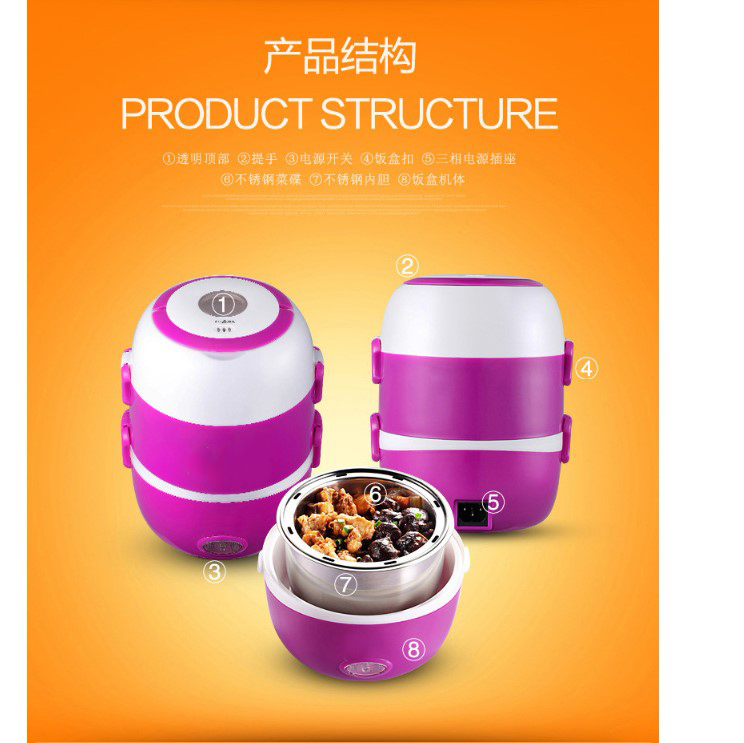 Double-layer multi-purpose cooking rice box Rice cooker stainless steel inner tank cooking electric heating rice box Specification drawing