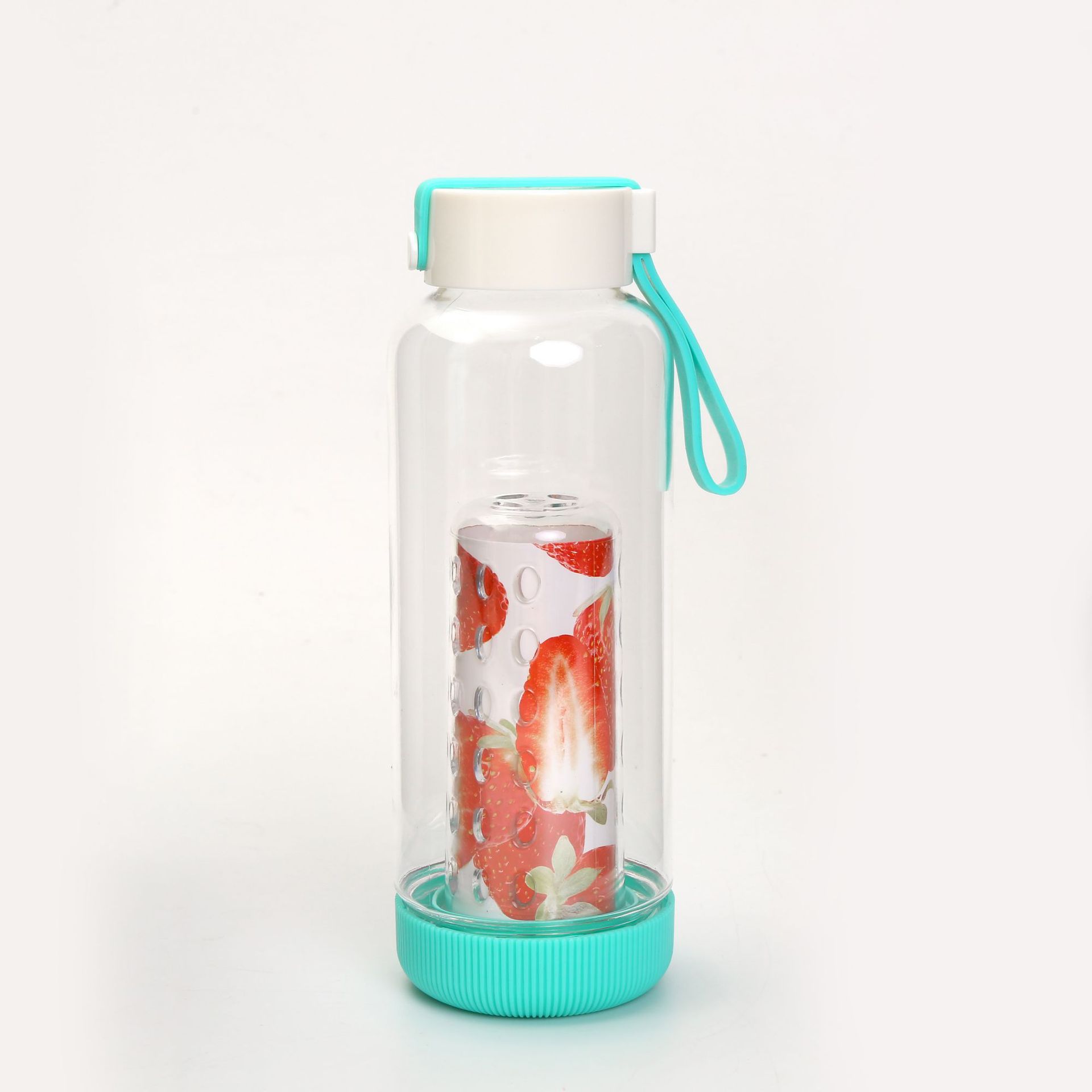 名创优品简约提手透明创意礼品溢彩榨汁水果塑料杯500ml
