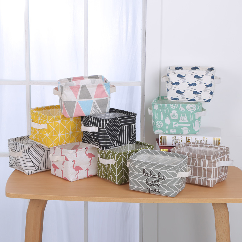 Factory Direct Sales Simple Fabric Small Square Box Cotton And Linen Foreign Trade Waterproof Storage Box Creative Home Storage Box Customization Specification drawing