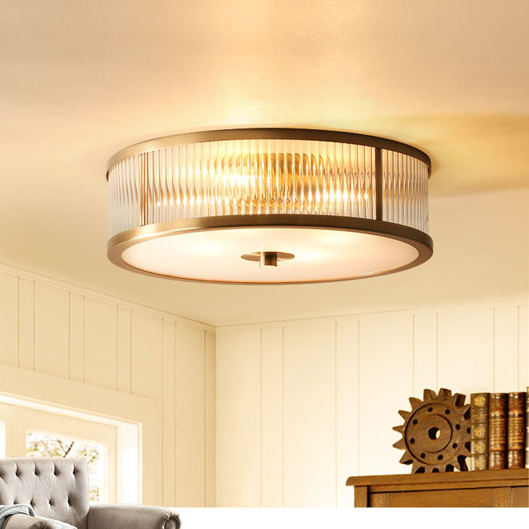 American ceiling lamp bedroom living room lamp brass lamp dining room round glass study lamp