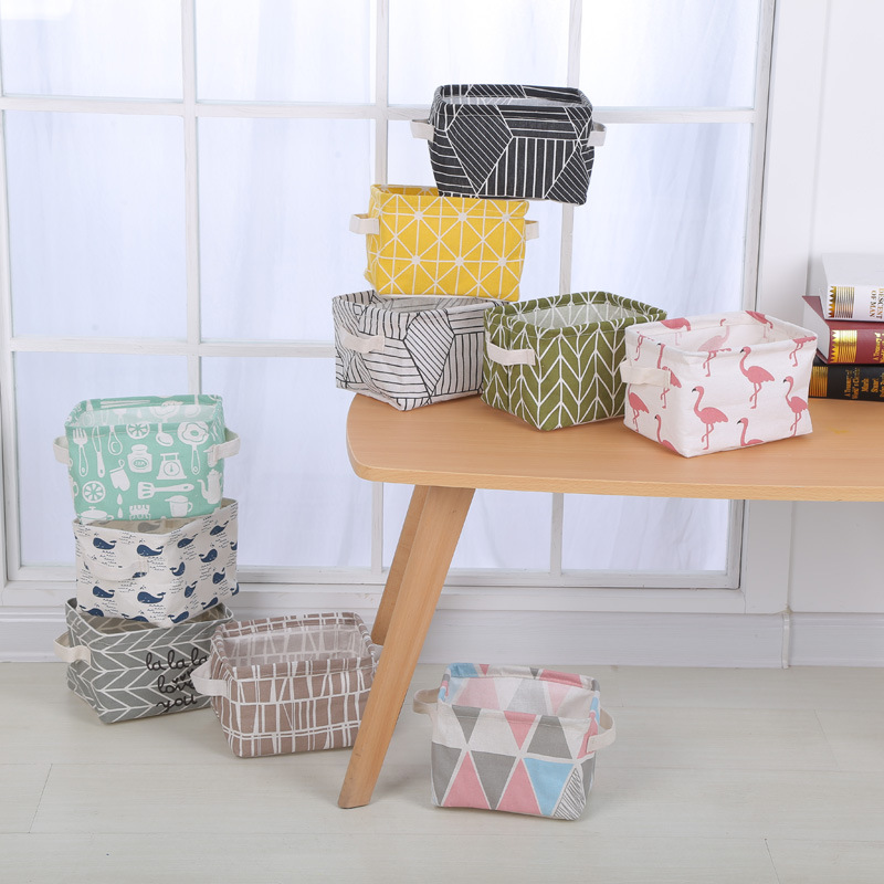 Factory Direct Sales Simple Fabric Small Square Box Cotton And Linen Foreign Trade Waterproof Storage Box Creative Home Storage Box Customization