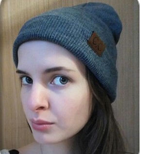 European and American foreign trade Express wish explosive CC label knit hat rolled warm woolen hat autumn and winter headgear full figure