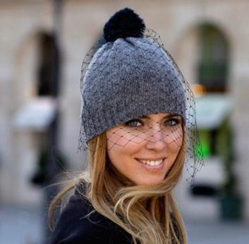 M213 European and American foreign trade woolen hat supermodel street photography autumn-winter net veil retro knitted hat winter hat full figure