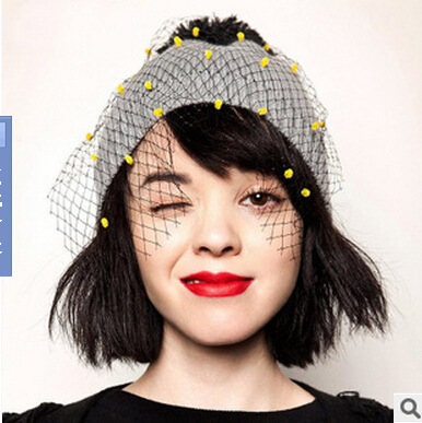 Clearance M214 Mesh Hairball Little Wool Hat Veil New Knitted Hat Korean Version Of The Trend Winter Hat Woman Specification drawing