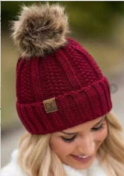 Aliexpress Amazon foreign trade explosive cap plus cashmere knit cap cc patch cloth hairball woolen cap winter woman full figure