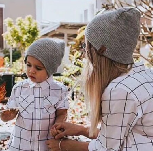 Foreign Trade Express Wish Amazon Burst Wool Hat Children's Patch Cloth Warm Men And Women Parent-Child Knitted Hat