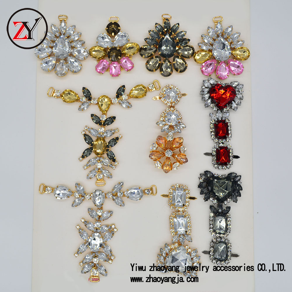 新款春夏凉鞋人字拖鞋扣 水钻手工烧焊鞋花 可订做 zy072517