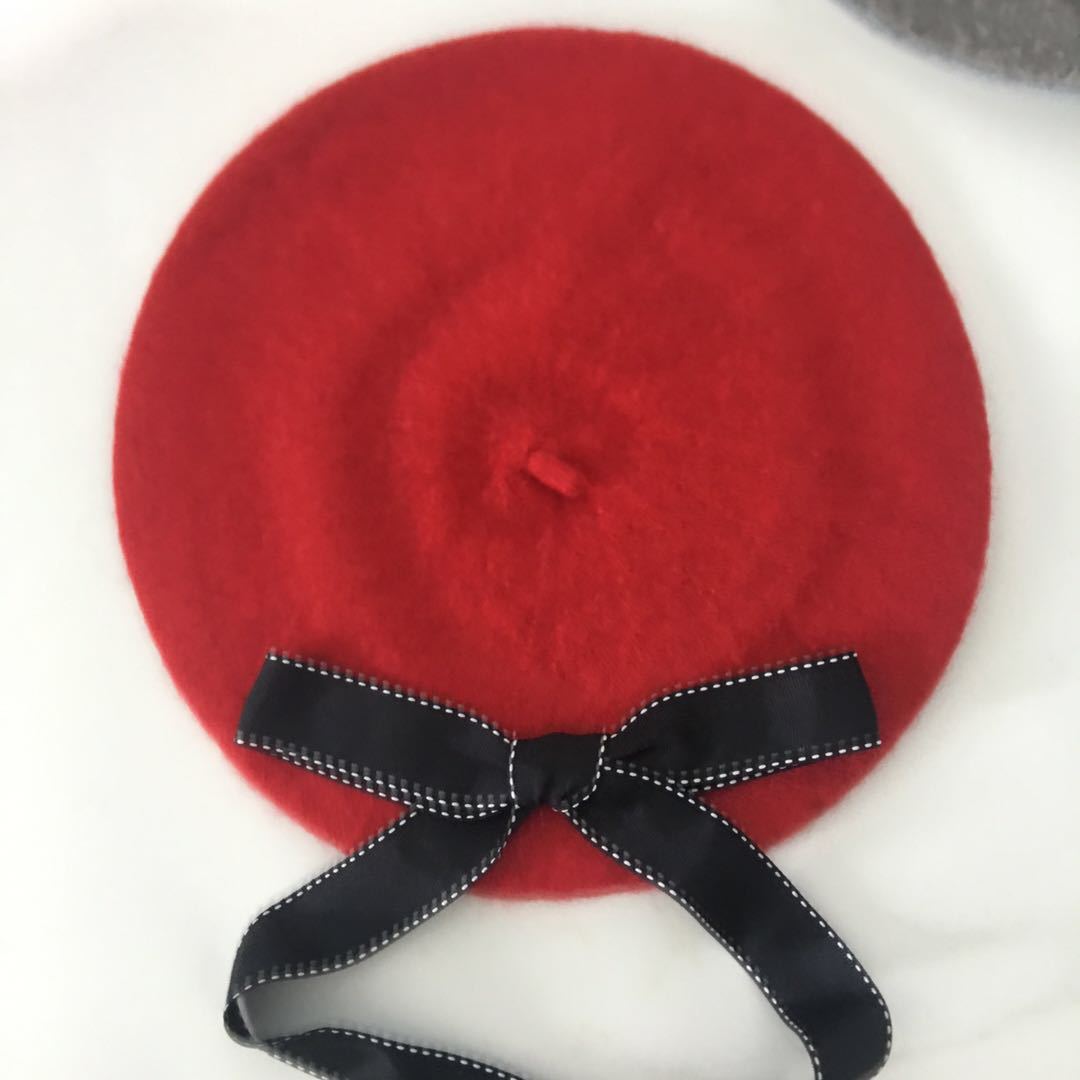 Bow blended wool beret parent-child Korean fashion lady Autumn winter Bud wool painter hat Application Scenario