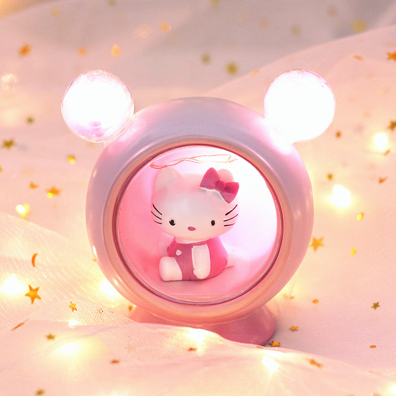 Cartoon night light Atmosphere light Atmosphere light Micro landscape light Good cat KK cat ear light resin lamp full figure