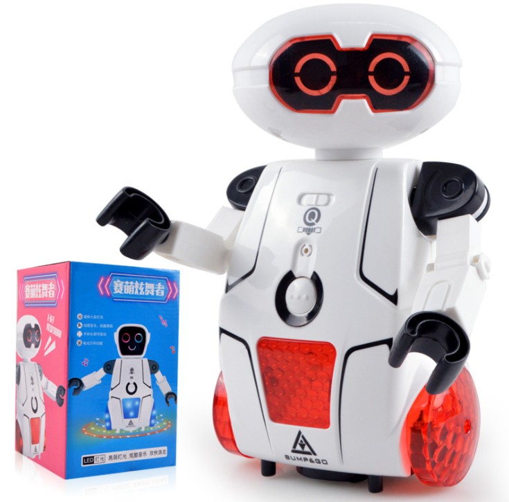 新款电动太空跳舞机器人 360度旋转灯光音乐红外线地摊热卖玩具白底实物图