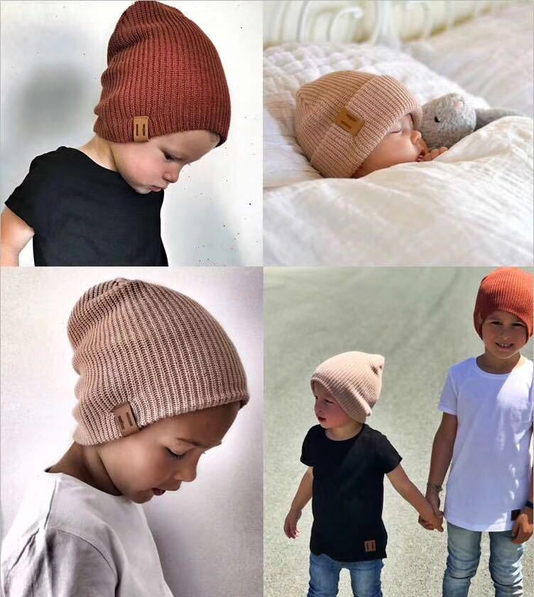 Foreign Trade Express Wish Amazon Burst Wool Hat Children's Patch Cloth Warm Men And Women Parent-Child Knitted Hat details Picture