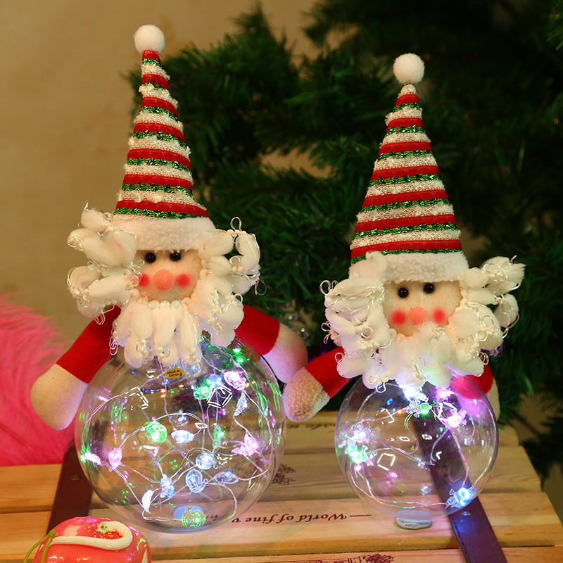 创意绒布儿童玩具塑料圣诞球 圣诞礼品led发光装饰产品图