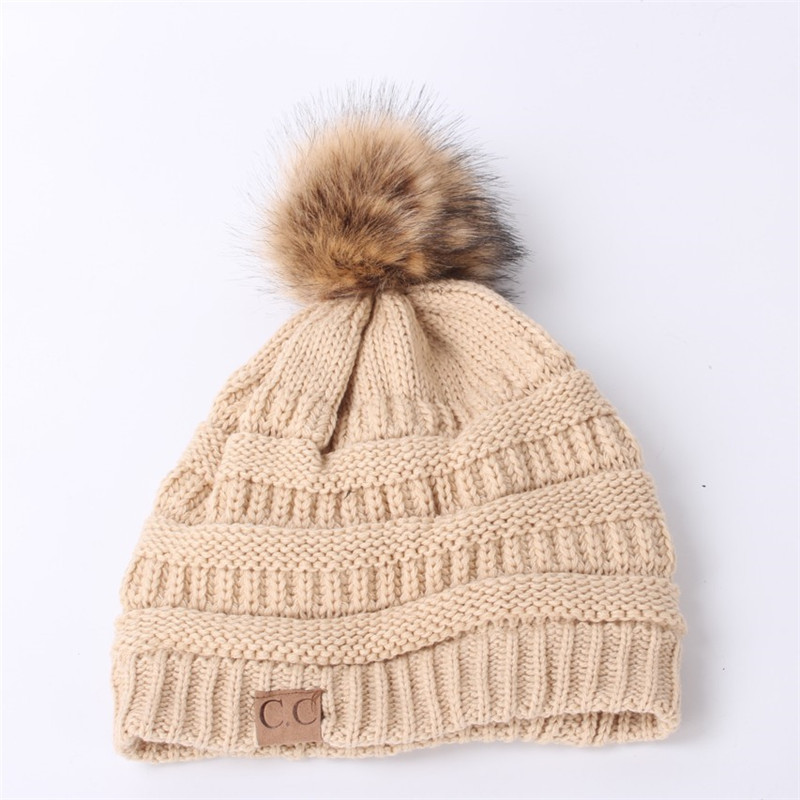 Foreign Trade Europe And The United States Autumn And Winter Amazon Ebay Aliexpress Cc Label Knitted Hat Women's Hairball Wool Hat Specification drawing