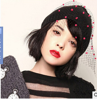 Clearance M214 Mesh Hairball Little Wool Hat Veil New Knitted Hat Korean Version Of The Trend Winter Hat Woman