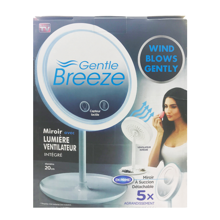 Desktop sweat-free makeup Mirror triad with fan LED light Beauty Breeze Mirror details Picture