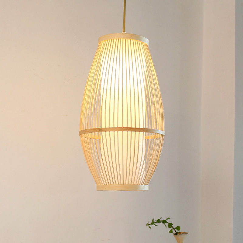 Japanese single-head bamboo cage chandelier Zen Tea house inn study bamboo woven bamboo can be customized chandelier